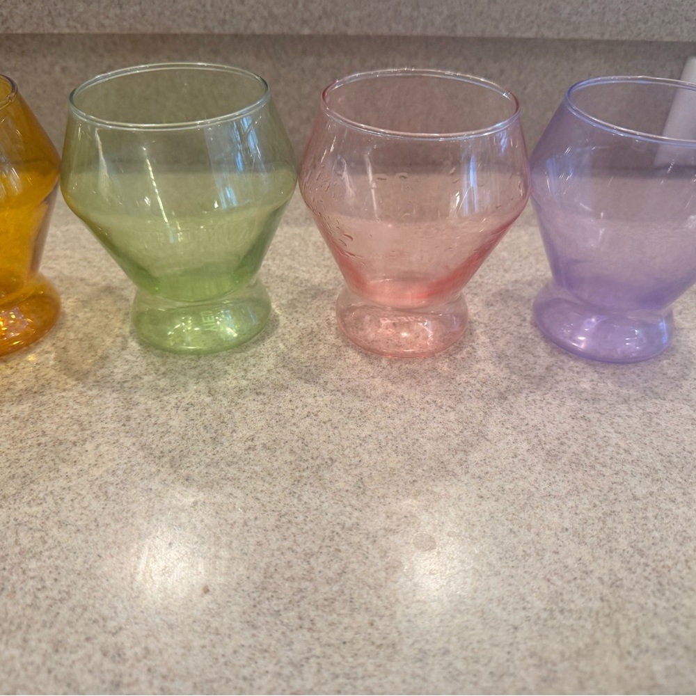 Vibrant Glass Goblet Set - Yellow, Green, Pink, and Purple